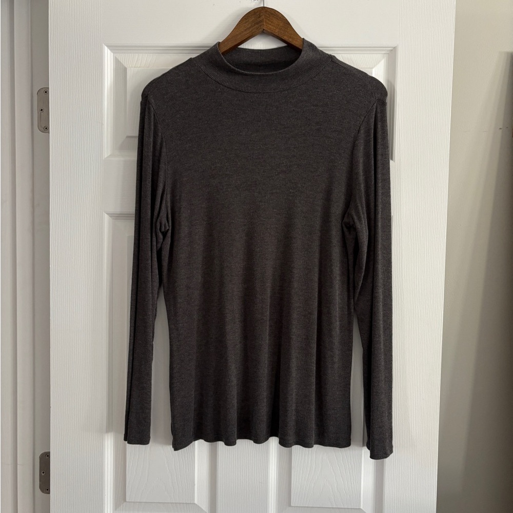 Dark Gray Long Sleeve ribbed Top